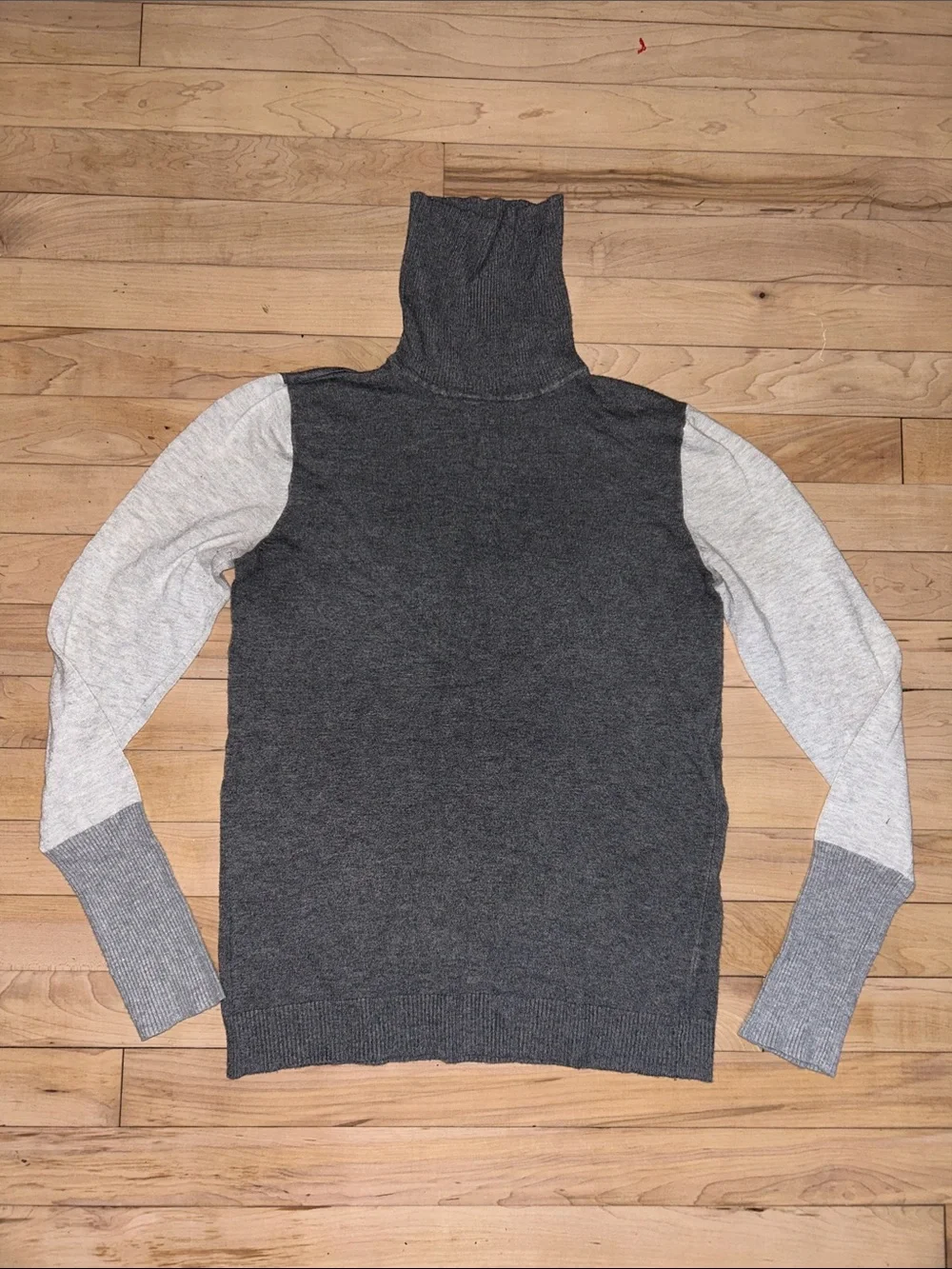 Apt. 9 Dark Gray Body with Light Gray Sleeves Turtleneck Sweater